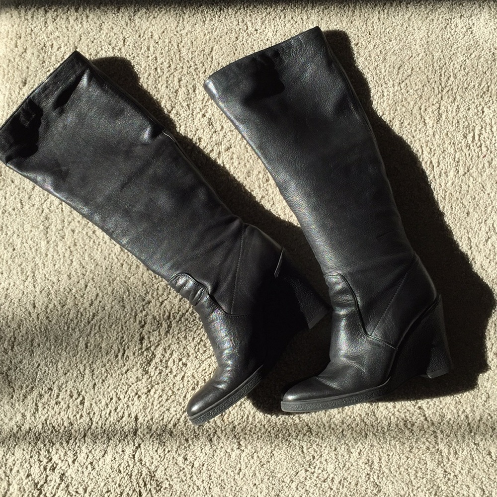Black tall Calvin Klein wedge boots